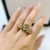 Classic Gold Plated Brand Letter Band Rings Mens Womens Fashion Designer Metal Opening Adjustable for Ring Jewelry One Size