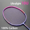 Raquetes de badminton mais leves 10u 52g cordas de fibra de carbono completa raquete de treinamento profissional tensão máxima 35lbs com sacos para adultos 230829