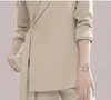Kvinnors tvåbitar byxor Elegant Autumn Winter Blazer Pant Set Women notched Collar One Button Suit Coat Ladies Office Flare Trousers Suits