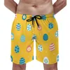 Shorts masculinos feliz páscoa verão floral com coelhos brancos surf calças curtas homens secagem rápida casual plus size praia troncos