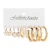 Charm Set Big Circle Earring Set for Women Gold Color Vintage Square Earring Ear Jewelry R230830