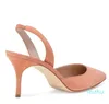 Sandales femme pompe chaussures habillées talons hauts MBLAHNIKS talon bas Carolyne Dusty Peach Suede Slingback Pumps daim bout pointu