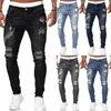 Jeans pour hommes Mode Street Style Ripped Skinny Jeans Hommes Vintage Wash Solid Denim Pantalon Hommes Casual Slim Fit Crayon Denim Pantalon 230829