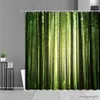 Rideaux de douche Moderne 3D impression forêt rideaux de douche plante verte arbre paysage rideau avec pour salle de bain tissu imperméable R230831