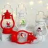 Vintage Noël Kérosène Lanterne Poignée Arbre De Noël Père Noël Imprimé Veilleuses De Noël Bonhomme De Neige Flamme Kérosène Lampe À Huile TH0201