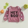 Sweats à capuche Sweatshirts Focusnorm 0 4Y Enfant Enfants Filles Halloween T-shirts Lettre Ghost Imprimer Patchwork Pulls à manches longues Sweat Tops 230830