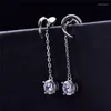 Boucles d'oreilles en argent 925 Original, Total 2 carats, diamant rond taille brillant, Test passé couleur D, Moissanite 4 pour adolescentes