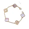 Braccialette classiche Bracciale Bracciale Braccialette per donne Braccialette per donne Oro rosso bianco Madre di Pearl 4 Leaf di foglia Diamond Diamante Love Flower Cleefs Motifs