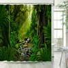 Tende da doccia Primavera Foresta Paesaggio Tenda da doccia Giungla tropicale Piante Cascata Natura Scenario Tende Giardino Bagno Decor con R230830