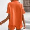 Kadınların Trailtsits Kadınlar için Set Set Sold Renk Zarif Mizaç Gömlek Şortları Kore Y2K Sokak Güzergahı Gevşek Günlük
