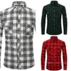 Brushed Plaid Shirt Mens Designer 2023 New Long Sleeve Double Pocket Flannel Casual Shirts 15 Colours S-XXL