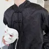 Mäns casual skjortor Autumn Men Satin Jacquard Shirt Stand Collar Långärmad kinesisk knapp Blus Streetwear Vintage Unisex