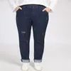 Women's Jeans Autumn Large Size Jeans Elastic Waist 5XL 7XL 8XL 9XL Fashion Ladies Elastic Waist Pocket Pencil Pants 230829