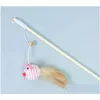 Cat Toys Funny Stick Interactive Kitten Wood Wand Feather Bell Fish Rat Doll Catcher Teaser Training For Inhoor Animal Drop Delivery DHCR9