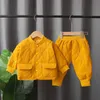 衣料品セット冬の秋の男の子の服フルスリーブソリッドパーカーパンツ2pc/セットコットンスーツ子供服幼児ブランドトラックスーツ230830