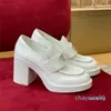 classic buckle Dress Shoes High Heel Flat Shoe Social Chunky Women Wedding Party Leather Business Formal