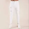 Heren Jeans Heren Mode Gescheurde Gaten Skinny Vernietigde Denim Broek Heren 2022 Nieuwe Hoge Kwaliteit Witte Joggers Jeans HKD230829