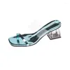 Slippers 2023 Women Sexy Pvc High Heels Open Toe Summer Fad Chunky Transparent Sandals Pumps Flip Flops Shoes