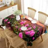 Nappe de table tulipe 3D, motif de plante de fleur rose, couverture rectangulaire pour cuisine, salon, salle à manger, décoration de pique-nique à la maison