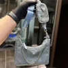 Borse da donna in cristallo sotto le ascelle Borsa a tracolla riedizione Borsa a tracolla con triangolo pieno di diamanti Borsa 3 in 1 Moda Hobos Borsa lucida Cerniera Strass Borsa a tracolla Borse