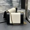 Bolso de diseñador de cadena con solapa, minibolso cruzado, bolso de hombro para mujer, bolso de lujo de calidad superior, bolso de piel de oveja Napa, bolso de doble color, forro satinado, bolsa de accesorios de latón