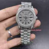 Nowy mrożony diamentowy zegarek dla mężczyzn Watch Watch zegarki Silver Stal nierdzewna Automatyczna mechaniczna zegarek 287X