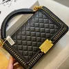 أعلى جودة فاخرة LE Boy Bag Bag Womens Counter Contter Lame Ceilted Caviar Lambskin Crossbody Crossbod