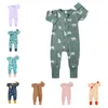 Pagliaccetti 0 3Y Neonate maschietti a maniche lunghe Set di abbigliamento Bambino Girocollo Stampa Cartoon Salopette in cotone con doppia cerniera Tuta 230830