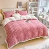 Ensembles de literie Ensemble de luxe hiver chaud 3D taffetas velours housse de couette drap-housse et taies d'oreiller King Size couette