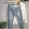 Moda sokak tarzı yırtık skinny jeans erkekler vintage yıkama katı denim pantolon erkek gündelik ince fit kalem denim pantolon sıcak satış hkd230829