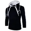 Mens Hoodies Sweatshirts Long Sleeve for Men Zipper Hooded Pullover High Neck Sweatshirt Top Jacket Coat Black Sweater 230829