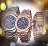 Mens Famous Designer Quartz Watches High Quality Luxury Automatic Machinery Movement Clock gummi rostfritt stål Remvattentät safir Top armbandsur gåvor
