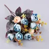 Decorative Flowers Artificial Ranunculus Bouquet Rose Buds Flower Silk Home Wedding Householder Store Decoration