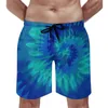 Herr shorts blå slips färgskiva sommar abstrakt tryck retro strand korta byxor män sport surf snabb torr design stammar