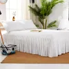 Bed Skirt Elegant Korea Style Ruffled Dust Gatherd Add Platform Three Sided Coverage Bedcover -16 Inch(40cm) High(No Pillowcase)