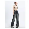 Jeans pour femmes 2023 Modèle Mode Femmes Taille élastique Y2K Jambe large Lâche Casual Denim Cargo Pantalon Version coréenne Pantalon long Marée