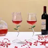 Verres à vin verre en forme de rose avec feuilles colorées tige personnalisée 150/400 ml moderne