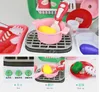 Kitchens Play Food Children's Kitchen Toys Pretend Toy Lighting Spray Discolourations Out of Water Cooking Suitcase Carrying Basket Gift 230830