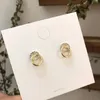 Korean Simple Double Circle Gold Color Metal Crystal Drop Earrings For Women Fashion Small Pendientes Jewelry Best Friend Gifts Wholesale YME056