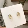 Coréen Simple Double cercle couleur or métal cristal boucles d'oreilles pour les femmes mode petit Pendientes bijoux meilleur ami cadeaux en gros YME056