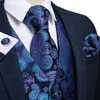 Mens Vests Men Vest Tie Set Classic Wedding Paisley Black Gold Tuxedo Suit Formal Dress Male Waistcoat Sleeveless DiBanGu 230829