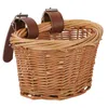 Panniers Bags Bicycle Front Wicker Woven Basket for Kids Bike Scooter Handmade Waterproof Durable Storage Basket Detachable Baggage Bags 230829