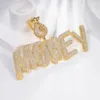Hänghalsband Bling King Custom Bubble Letters With Dollar Sign Money Bag Clasp Name Pendant Necklace Iced Out CZ Charm Hiphop Jewelry 230830