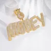 Colares Pingente O Bling King Letras de Bolha Personalizadas com Sinal de Dólar Saco de Dinheiro Fecho Nome Pingente Colar Iced Out CZ Charme Hiphop Jóias 230830