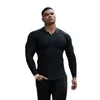 Polos masculinos outono moda malha polo camisa homens clássico branco com nervuras magro manga longa polos masculino elástico respirável camisa esportiva 230830