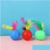 Cat Toys Funny Plastic Golf Ball Toy With Feather Interactive Kitten Teaser Pet Supplies Drop Delivery Home Garden DH84Y