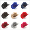 Cappelli a tesa larga Cappello da cowboy western vuoto in lana da uomo di 3 dimensioni con cintura alla moda Gentleman Lady Jazz Cowgirl Toca Sombrero Cap 230830