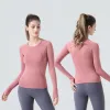 2023 novo alinhar rapidamente tecnologia manga longa yoga curto t-shirts mulheres cor sólida nu esportes moldar cintura apertada fitness solto jogging roupas esportivas femininas de alta qualidade