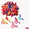 Hårtillbehör 100st/Lot Children Elastic Band Cute Polka Bow Rabbit Ears pannband Girl Ring Scrunchie barn hästsvanshållare Hår Dh7tn