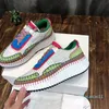 Designer Women Casual Shoes Sneakers Pattern Canvas Rainbow Sneaker Running Sports Shoe Recycled Mesh Fabric Size 35-42